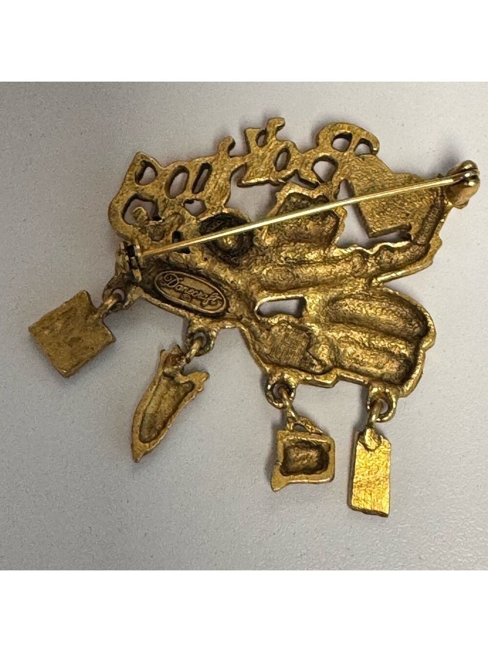 Vintage Danecraft I Love Baking Gold Tone Lapel Brooch with Charms. - Picture 2 of 5